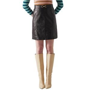 Lk Bennett Womens  Leather Aubree Skirt, Black